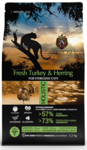 Ambrosia GF Cat Sterilised Turkey Herring