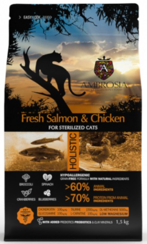 Ambrosia GF Cat Sterilised Salmon Chicken