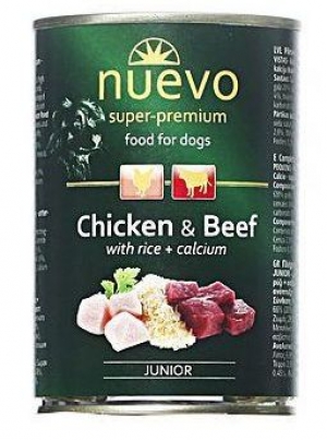 NUEVO с курицей и говядиной с рисом и кальцием JUNIOR (для щенков)