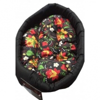 Лежак овальный с подушкой Exclusive Цветы на черном фоне