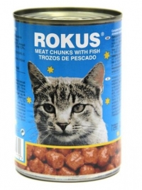 Rokus консервированный корм с рыбой, консервы для кошек 410 гр. В ЖЕЛЕ
